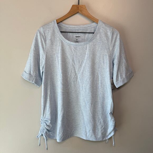 Sonoma Women's Short Sleeve Side Tie Powder Blue Top Size Medium NWT - Picture 1 of 7